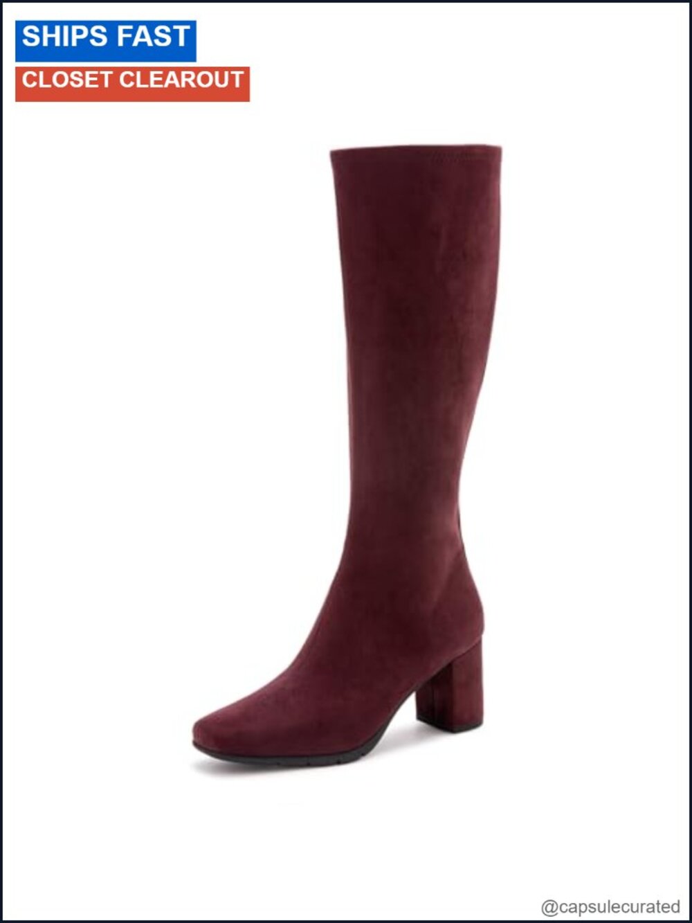 Aerosoles Women's Micah Knee High Boots Faux Suede Block Heel Zip